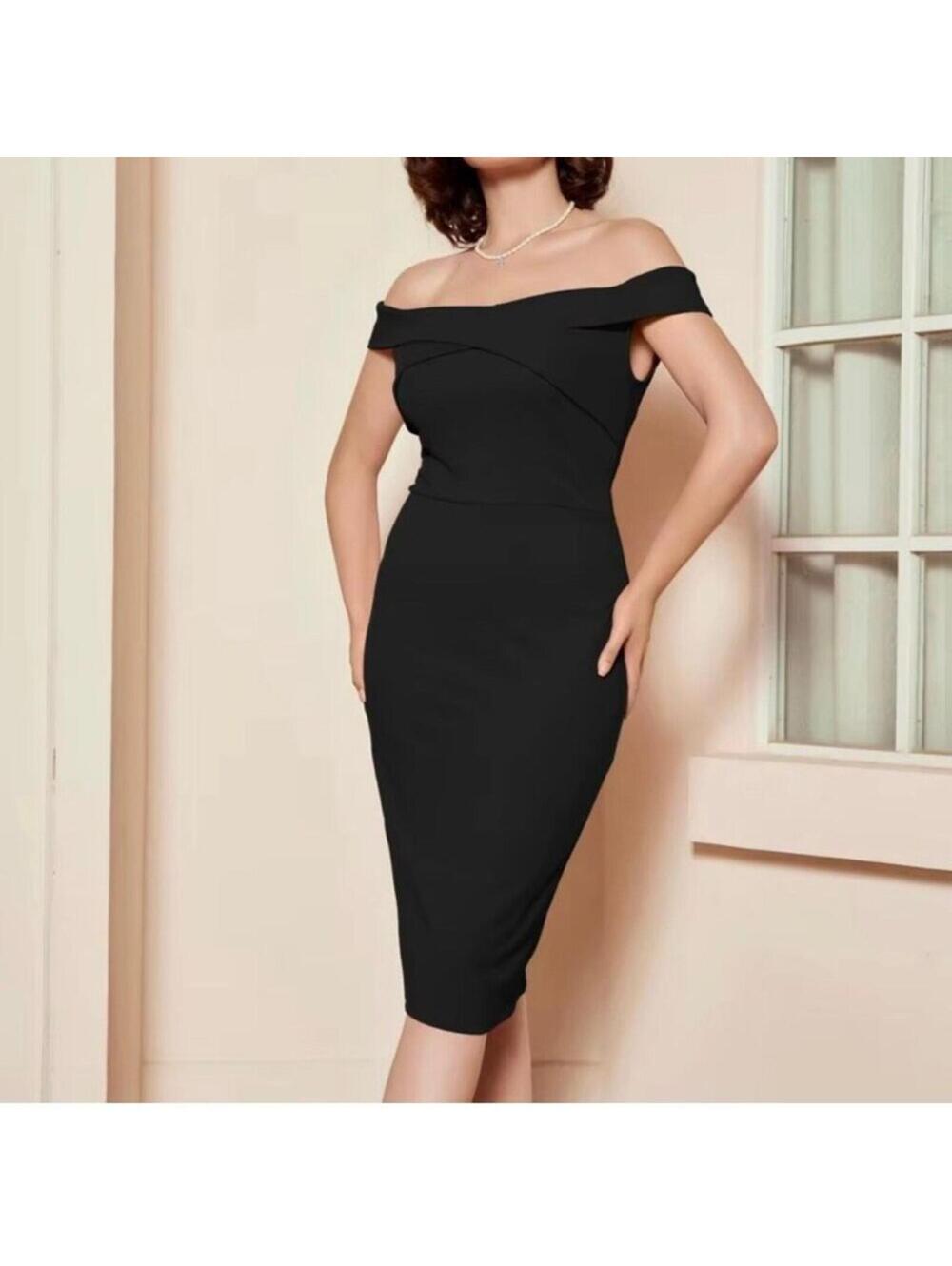 Belle pogue vintage retro pinup old money 50’s lbd off shoulder classic wiggle
